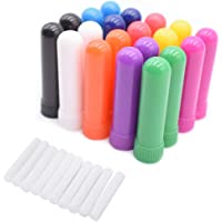 20 Piezas Tubo de Aceites Esenciales Inhalador Nasal Rellenable Reutilizable Plástico Tubo Aromaterapia con Mechas (10…